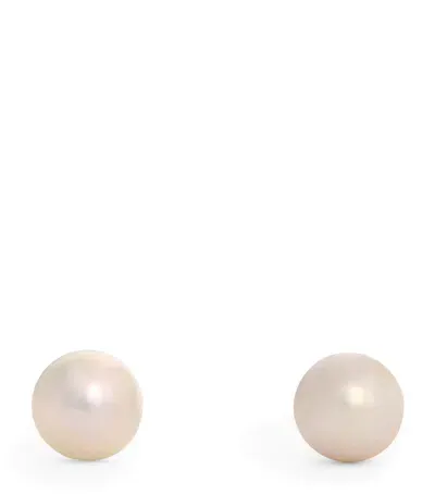 Jil Sander Freshwater Pearl Stud Earrings In Grey