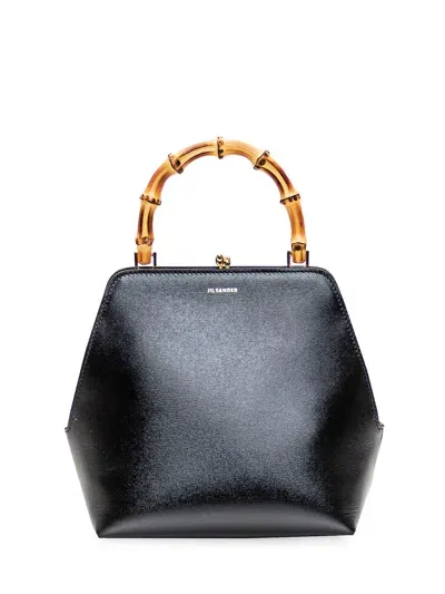 Jil Sander Black Goji Square Sm Bamboo Bag