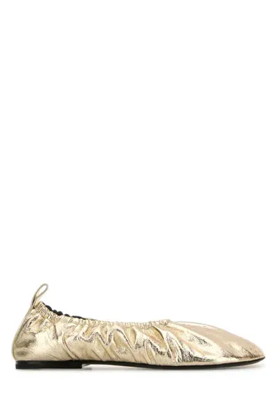 Jil Sander Golden Leather Ballet Flats