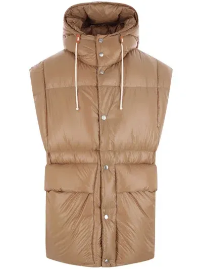 Jil Sander Goose-down Gilet In Brown