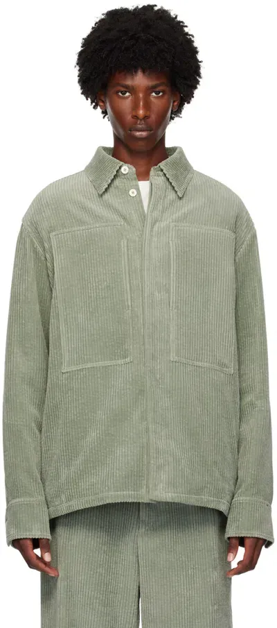 Jil Sander Green Lined Shirt In 028 Celadon Green