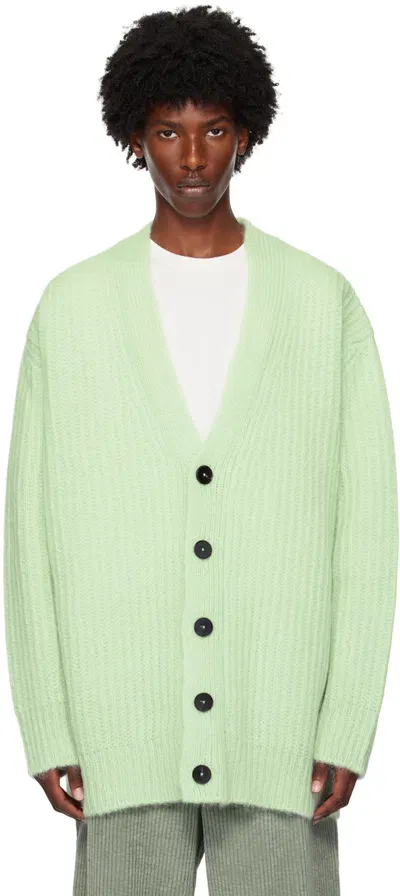 Jil Sander Green Mohair Cardigan In 335 Mint