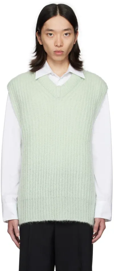 Jil Sander Green V-neck Vest In 335 Mint