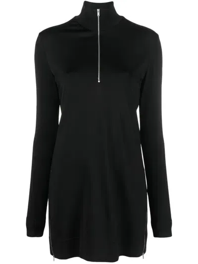 Jil Sander Half-zip Mini Dress In Schwarz