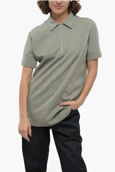 Jil Sander Half Zipped Cotton Blend Polo