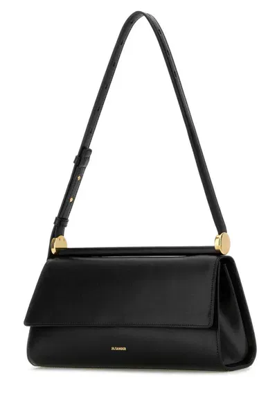 Jil Sander E/w Ghost Leather Shoulder Bag In Black