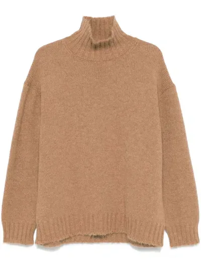 Jil Sander High-neck Sweater In Brown