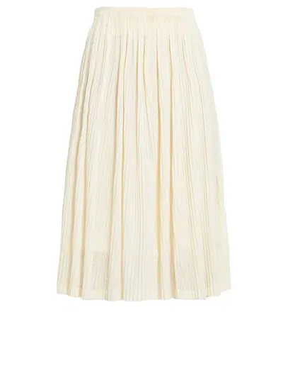 Jil Sander Pleated Midi Skirt In Ivory