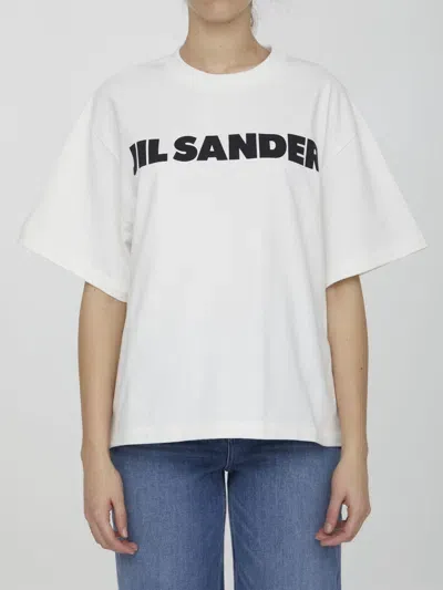 Jil Sander Ivory T-shirt With Logo In Black