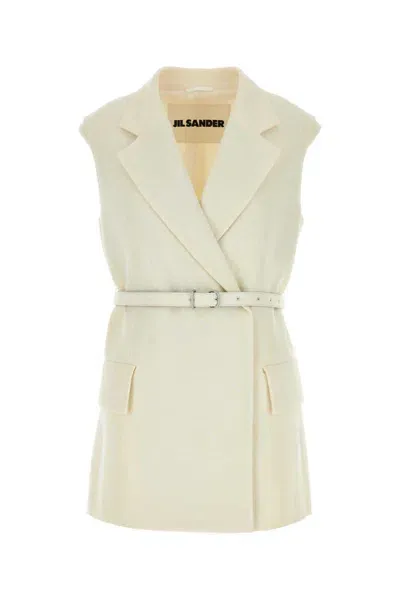 Jil Sander Belted Tailored Gilet In White