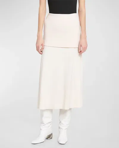 Jil Sander Layered Maxi A-line Skirt In Pink