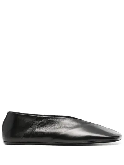 Jil Sander Leather Ballets In Black