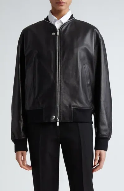 Jil Sander Bomberjacke Aus Leder In Black