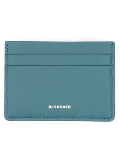 Jil Sander Leather Card Holder In Baby Blue