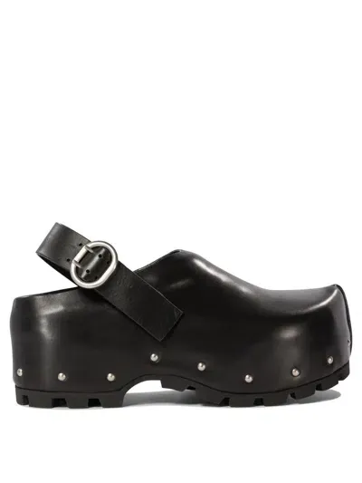 Jil Sander Leather Clogs With Studs In Black