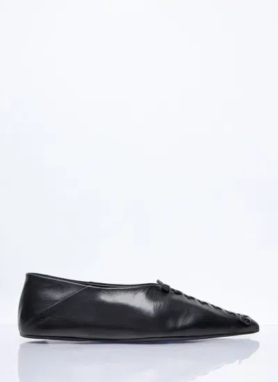 Jil Sander Leather Pointed Ballerina Flats In Black