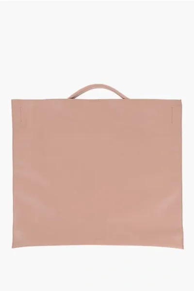 Jil Sander Leather Tote Bag With Snap Closure In Pink