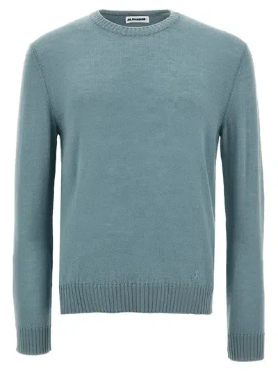 Jil Sander Logo Embroidery Sweater In Light Blue