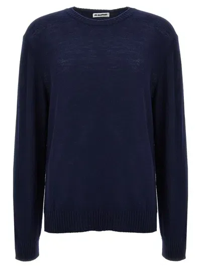 Jil Sander Logo Embroidery Sweater In Blue