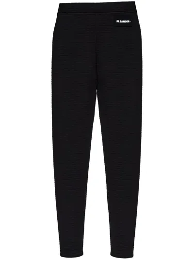 Jil Sander Logo-patch Ribbed Leggings In Black