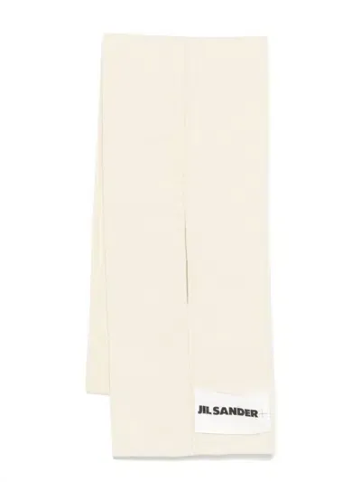 Jil Sander Logo-patch Scarf In White