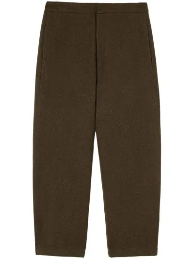 Jil Sander Tapered-hose Mit Logo-patch In Braun