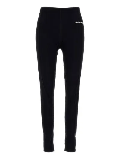 Jil Sander Logo Leggings With Elastic Waistband In Black