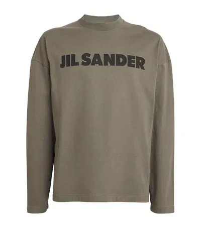 Jil Sander Long-sleeve Logo T-shirt In Green