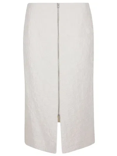 Jil Sander Textured-finish Zip-up Midi Skirt In White