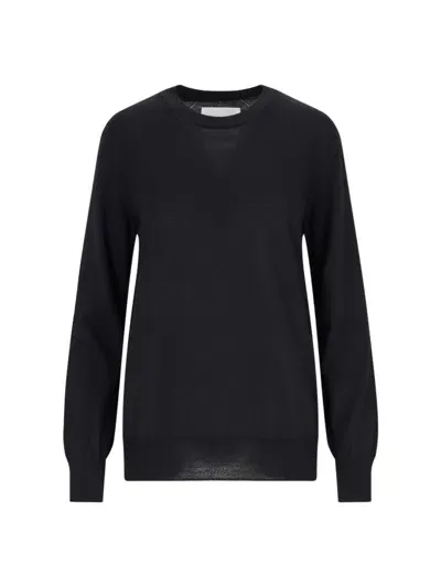 Jil Sander Merino Wool Crew Neck Sweater In Black