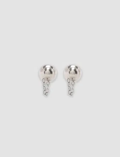 Jil Sander Metal Ball Earrings In Argento