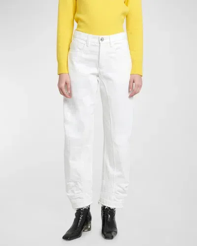 Jil Sander Mid-rise Straight-leg Raw-hem Denim Trousers In Porcelain