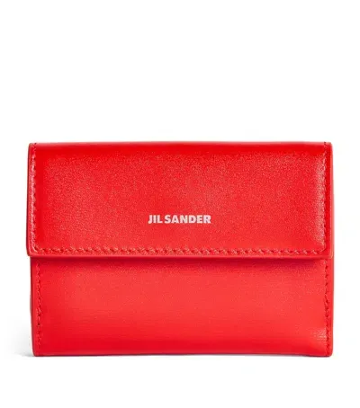 Jil Sander Mini Leather Wallet In Red