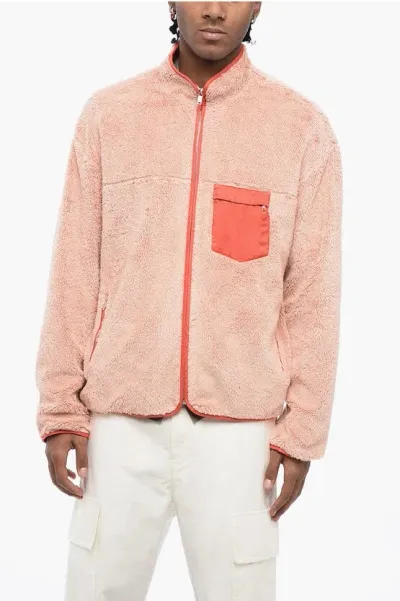 Jil Sander Mock Neck Teddy Cotton Sweatshirt With Contrasting Breast-po