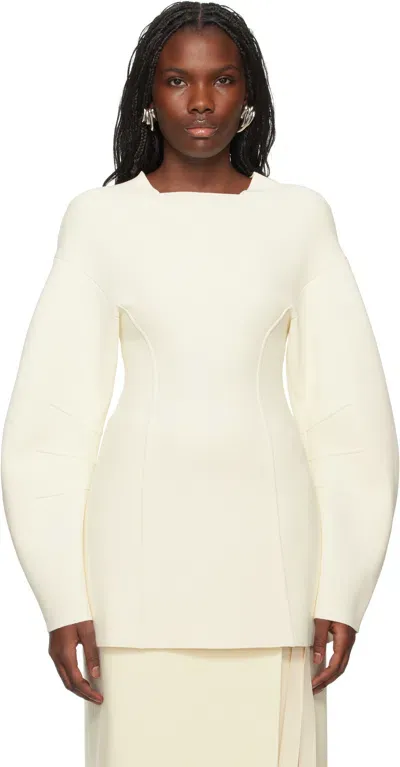 Jil Sander Off-white Long Sleeve Sweater In 107 Cloud