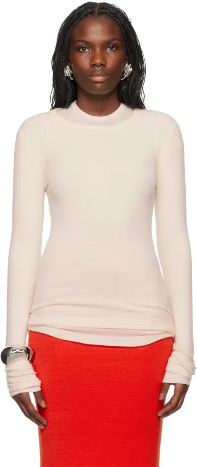 Jil Sander Off-white Longsleeve Crewneck T-shirt In 276 Bone