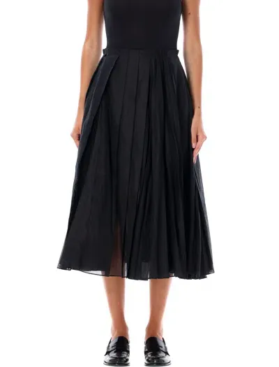 Jil Sander Organdy Midi Skirt In Black