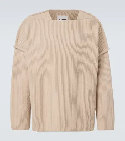 Jil Sander Oversized Wool Sweater In Beige