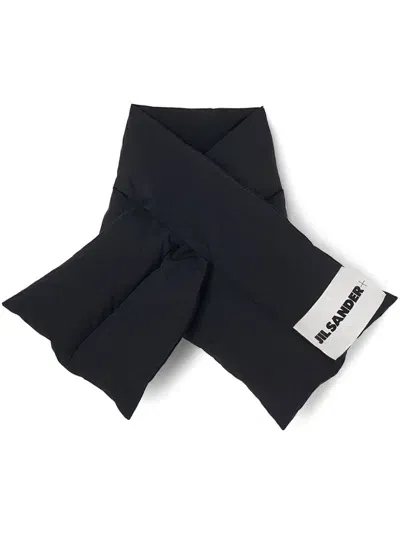 Jil Sander Padded Down Scarf In Black  