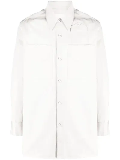 Jil Sander Patch-pockets Cotton Shirt In Grey