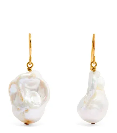 Jil Sander Pearl Droplet Earrings In Yellow