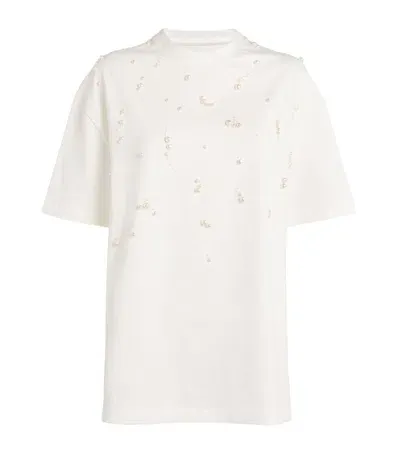 Jil Sander Pearl-embellished T-shirt In White