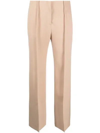 Jil Sander Pintuck-detail Flared Trousers In Beige