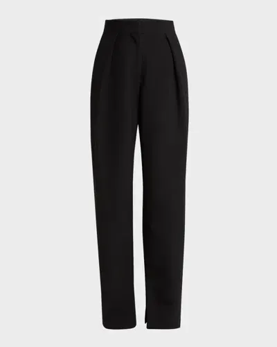 Jil Sander Pleated Straight-leg Trousers With Split Seams In Black