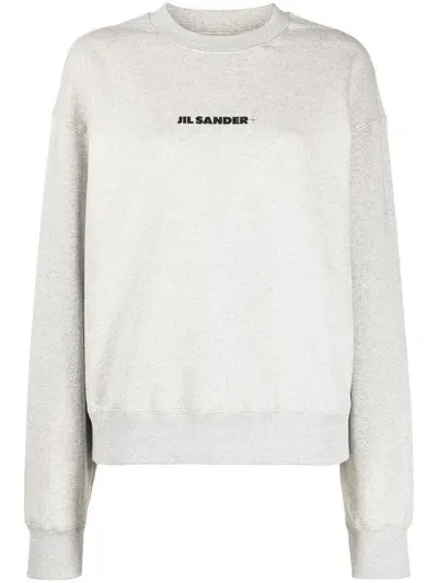 Jil Sander Plus Logo Cotton Sweatshirt In Grey