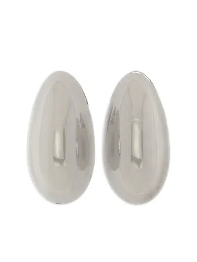 Jil Sander Polished Oval Earrings In Grey