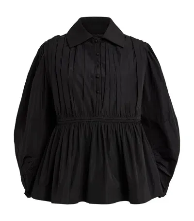 Jil Sander Poplin Pleated Blouse In Black