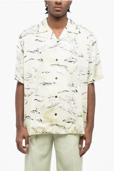 Jil Sander Printed Satin Rabbit Bowling Shirt