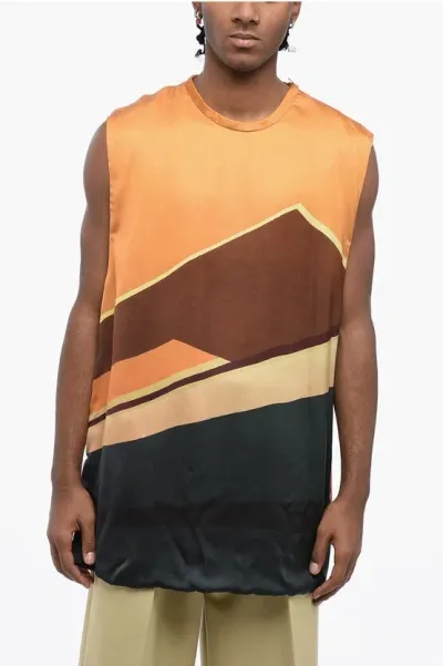 Jil Sander Printed Viscose Gas Station Tank Top