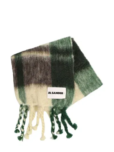 Jil Sander Printed Wool Scarf In Multicolor